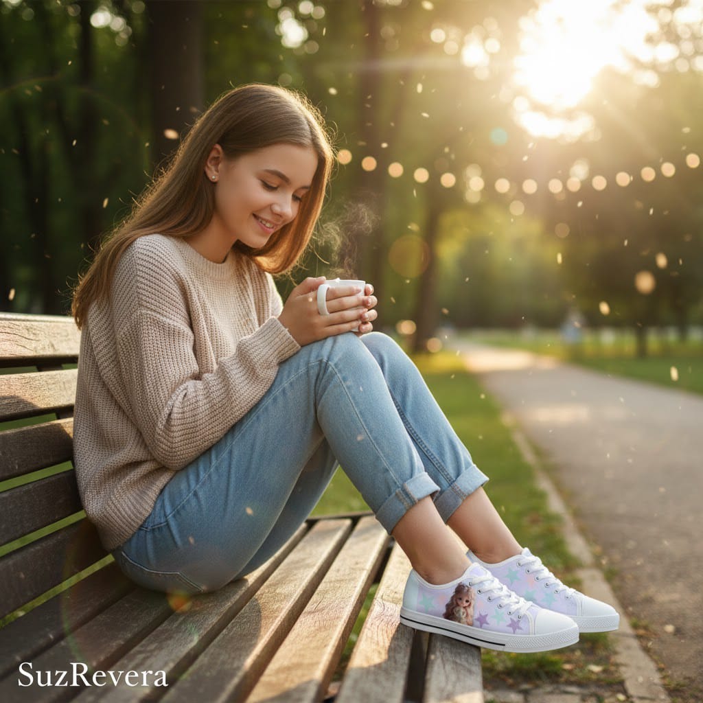 Lia's Secret Garden Low-Top Sneakers | Custom Canvas Comfort Shoes