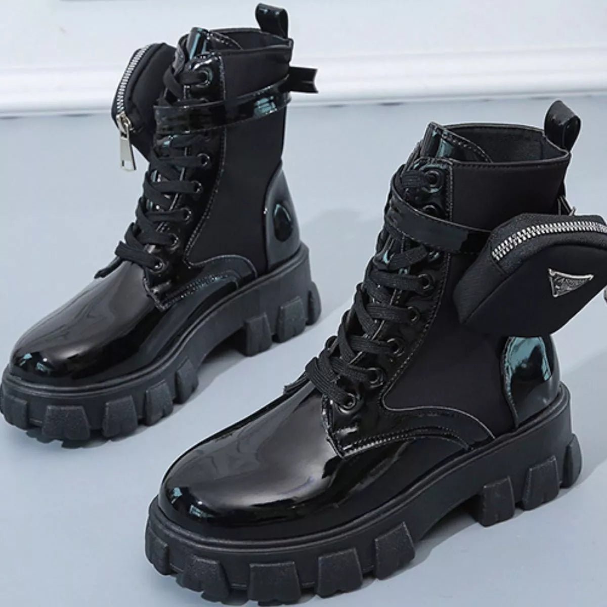 Lace Up Platform Ankle Boots - SuzRevera