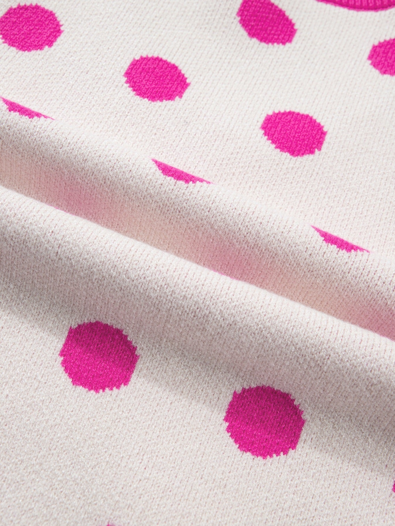 Polka Dot Puff Short Sleeve Sweater Top - SuzRevera