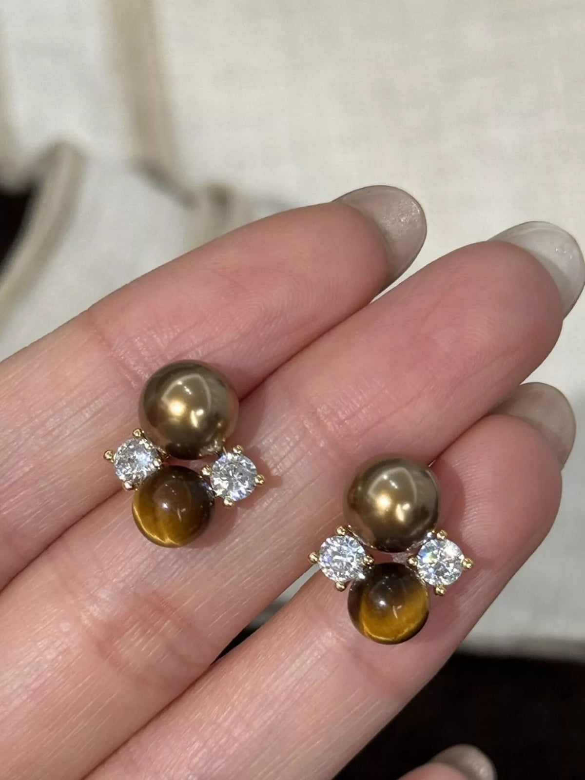 Tiger Eye Stud Earrings - SuzRevera