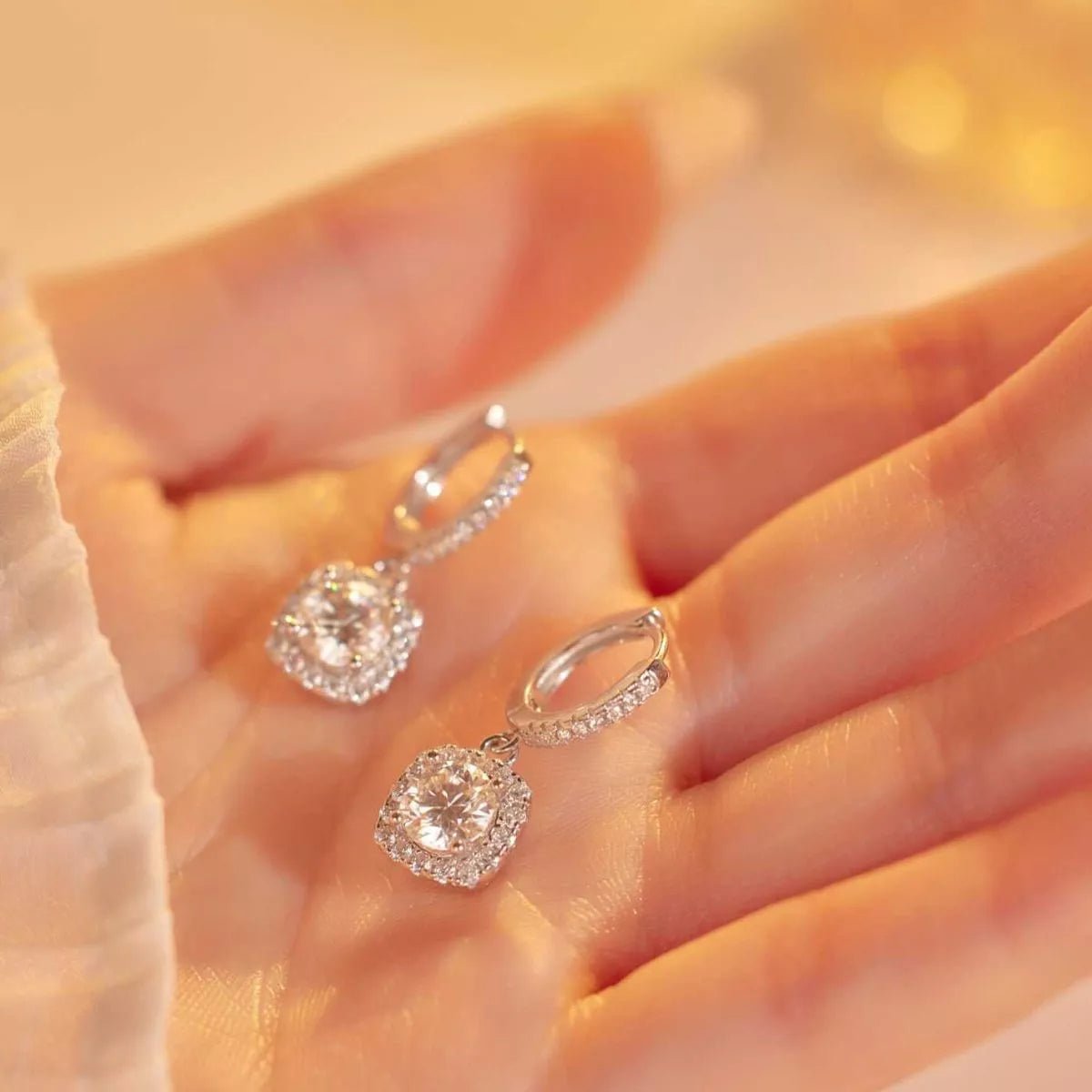 1 Carat Moissanite 925 Sterling Silver Hoop Drop Earrings - SuzRevera