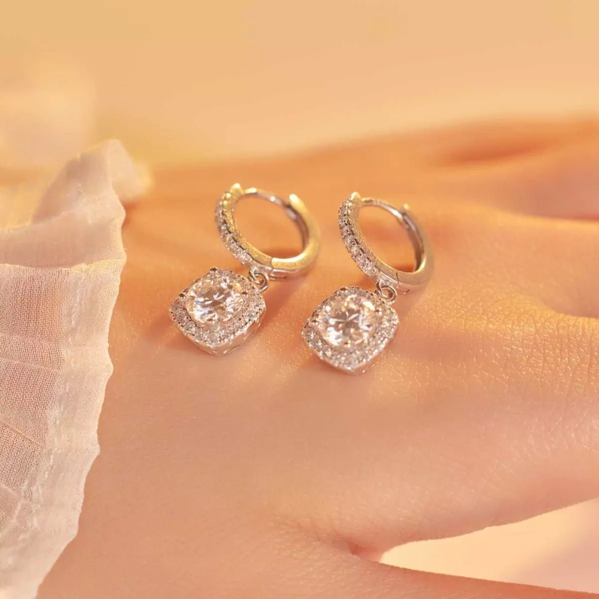 1 Carat Moissanite 925 Sterling Silver Hoop Drop Earrings - SuzRevera