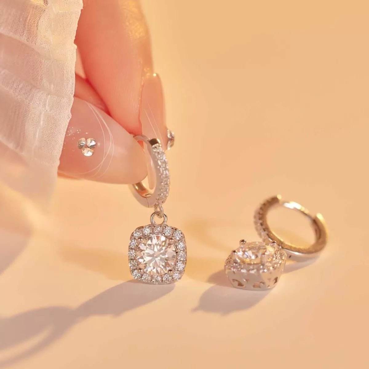 1 Carat Moissanite 925 Sterling Silver Hoop Drop Earrings - SuzRevera