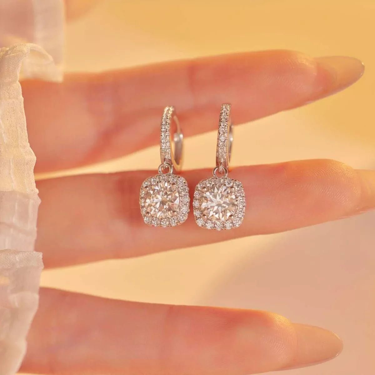 1 Carat Moissanite 925 Sterling Silver Hoop Drop Earrings - SuzRevera