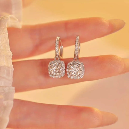 1 Carat Moissanite 925 Sterling Silver Hoop Drop Earrings - SuzRevera