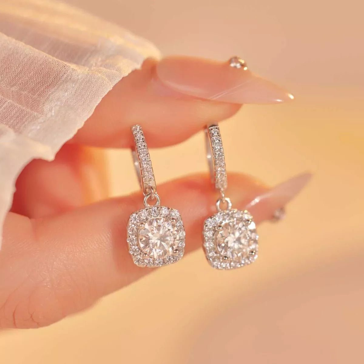 1 Carat Moissanite 925 Sterling Silver Hoop Drop Earrings - SuzRevera