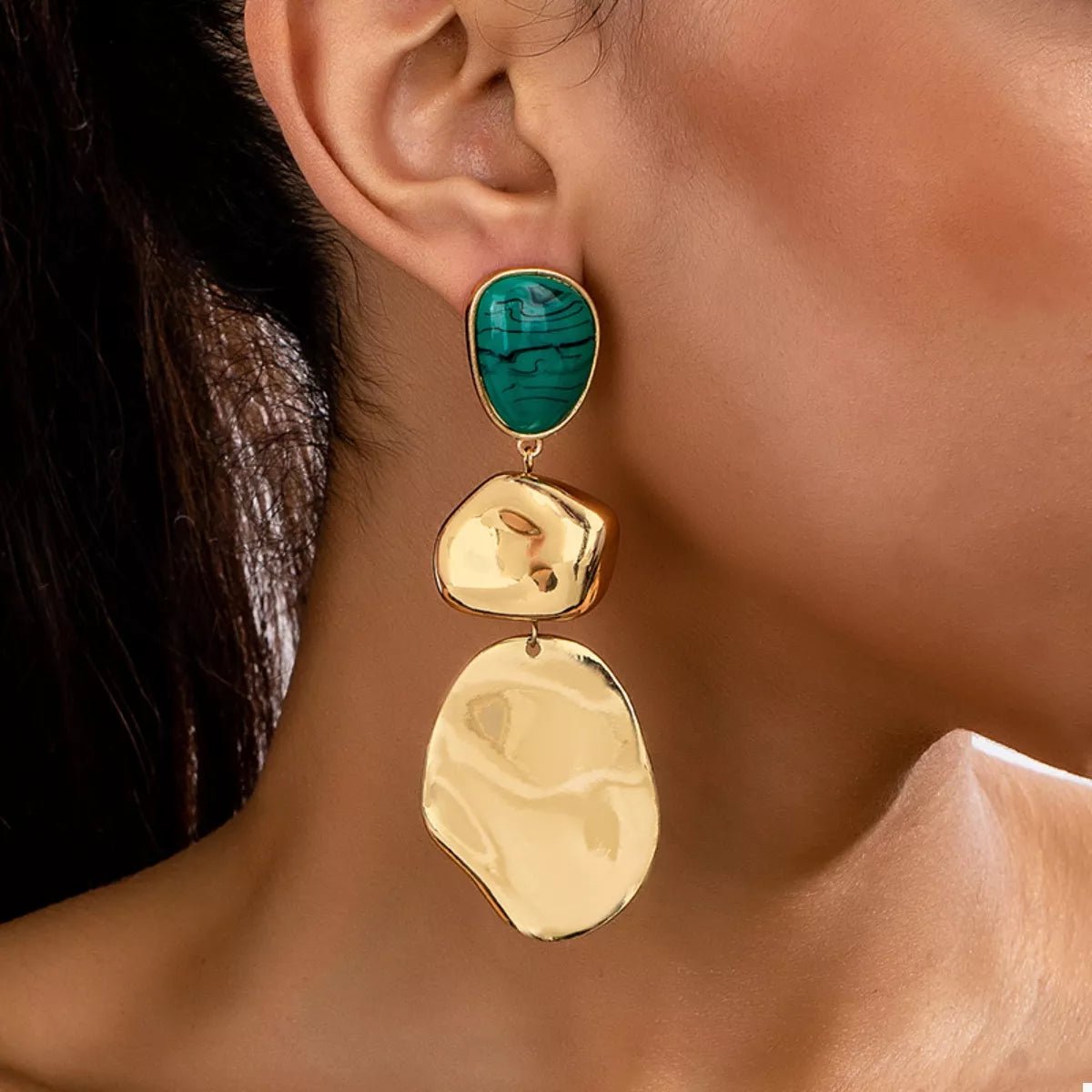 18K Gold-Plated Alloy Drop Earrings - SuzRevera
