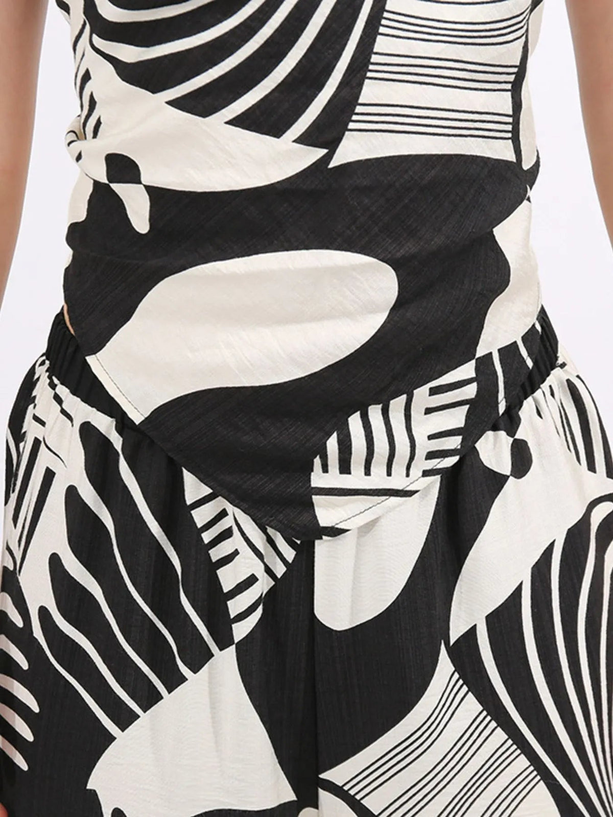 Abstract Print Tube Top and Wide Leg Pants Two-Piece Set - SuzRevera