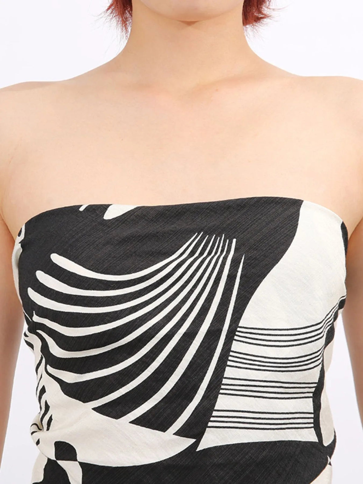 Abstract Print Tube Top and Wide Leg Pants Two-Piece Set - SuzRevera