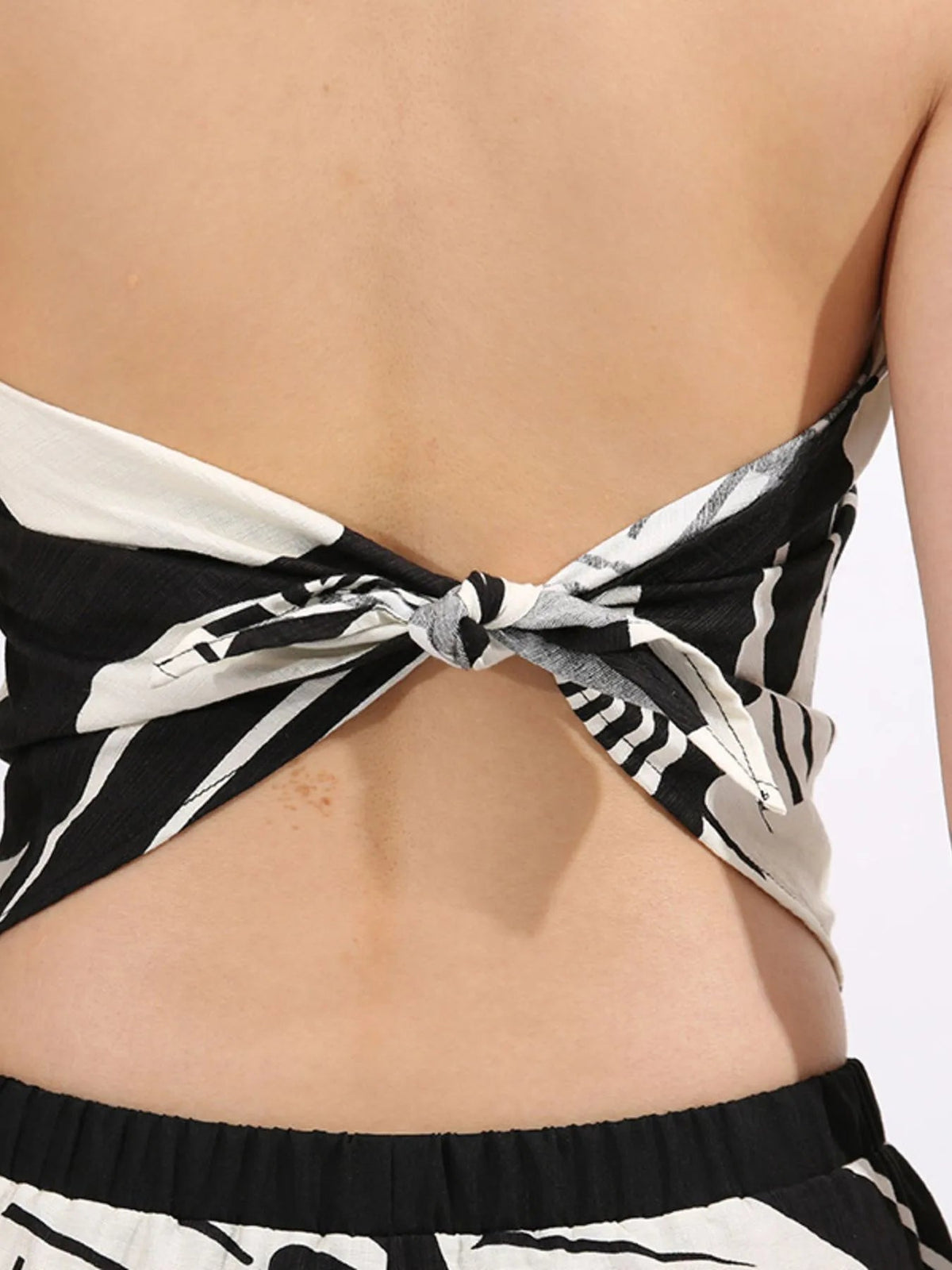 Abstract Print Tube Top and Wide Leg Pants Two-Piece Set - SuzRevera