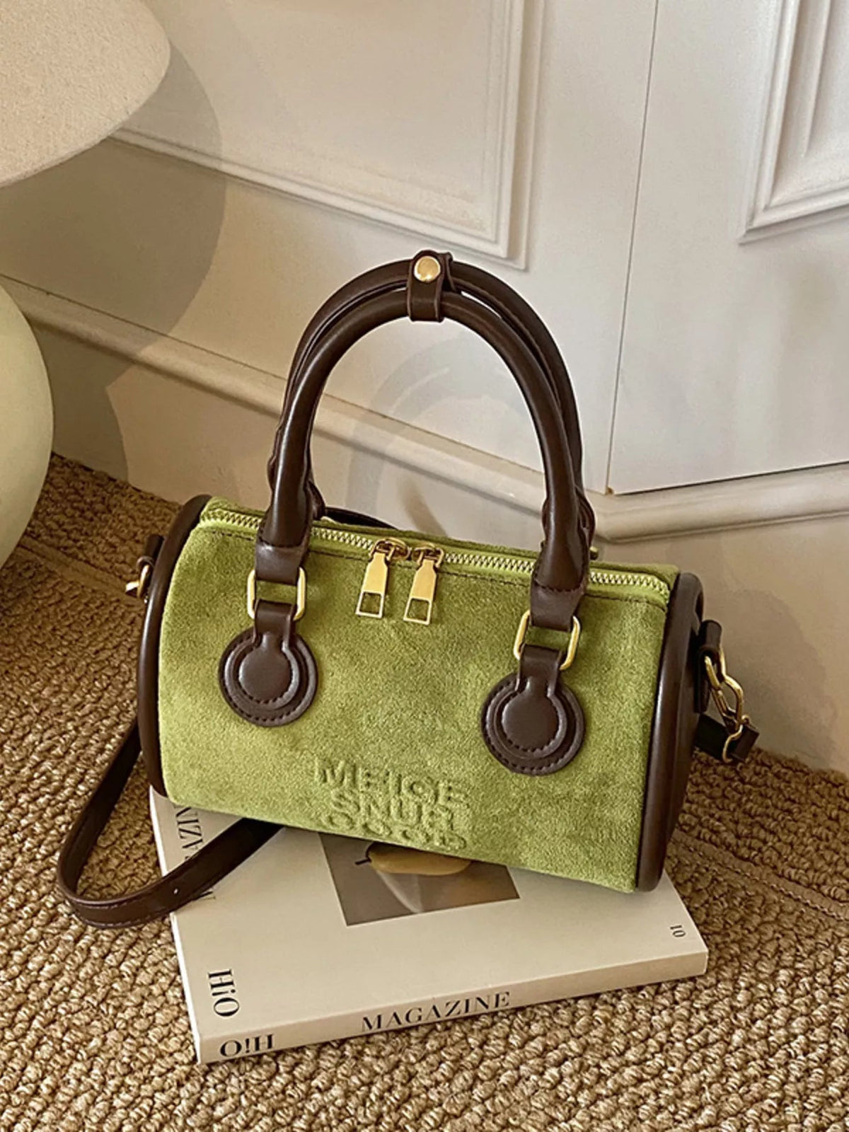 Barrel Crossbody Bag with Top Handle - SuzRevera