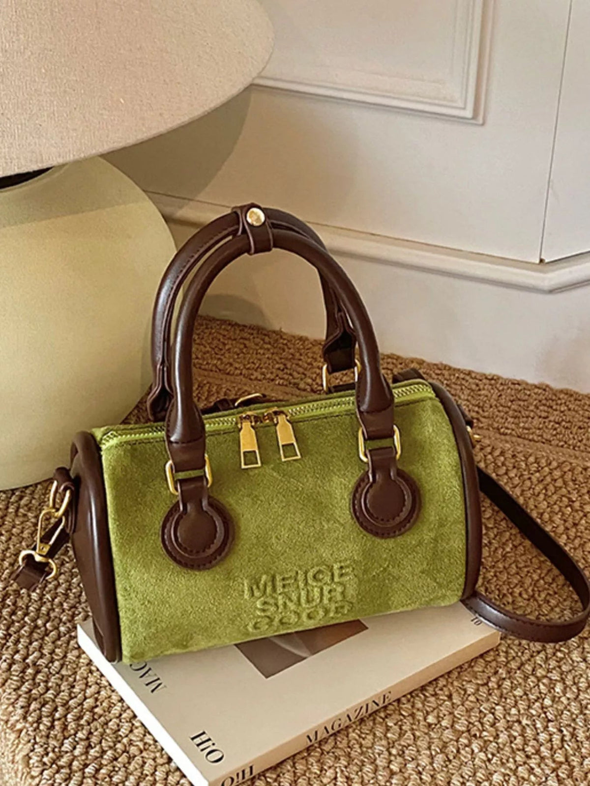Barrel Crossbody Bag with Top Handle - SuzRevera