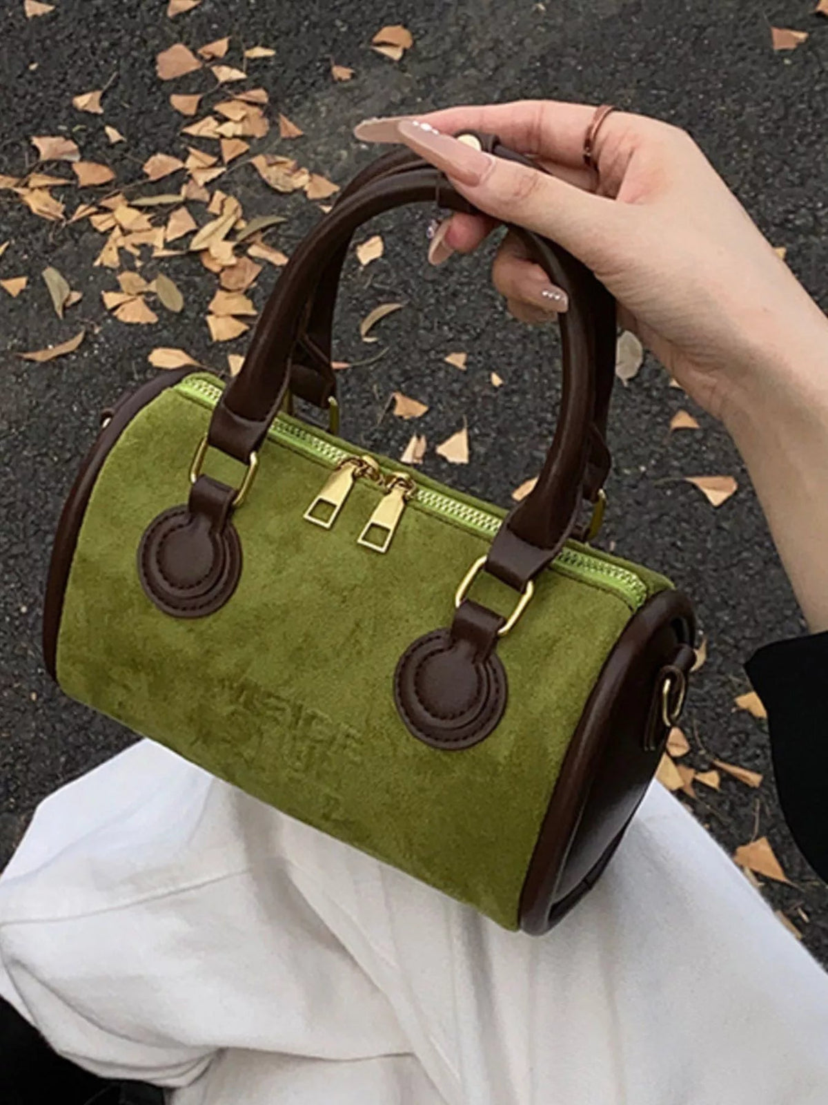 Barrel Crossbody Bag with Top Handle - SuzRevera