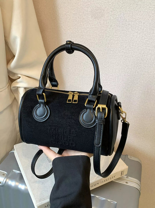 Barrel Crossbody Bag with Top Handle - SuzRevera