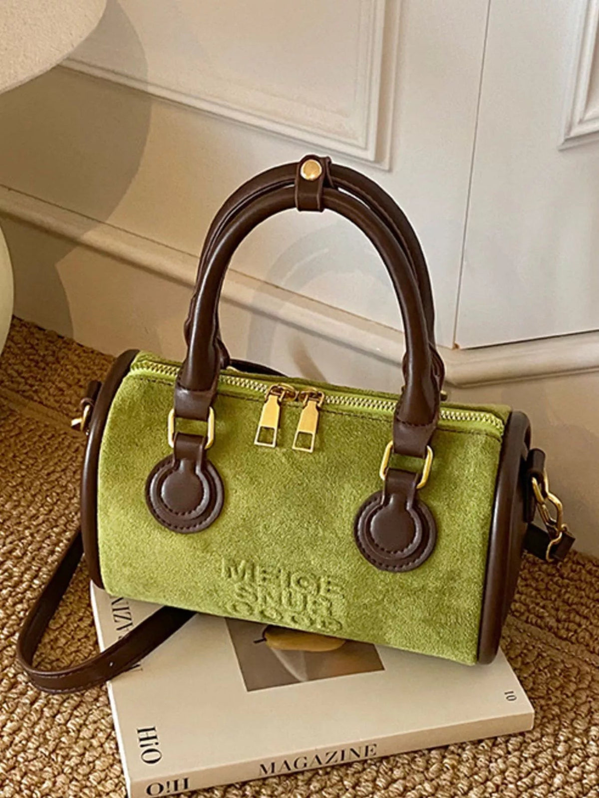 Barrel Crossbody Bag with Top Handle - SuzRevera