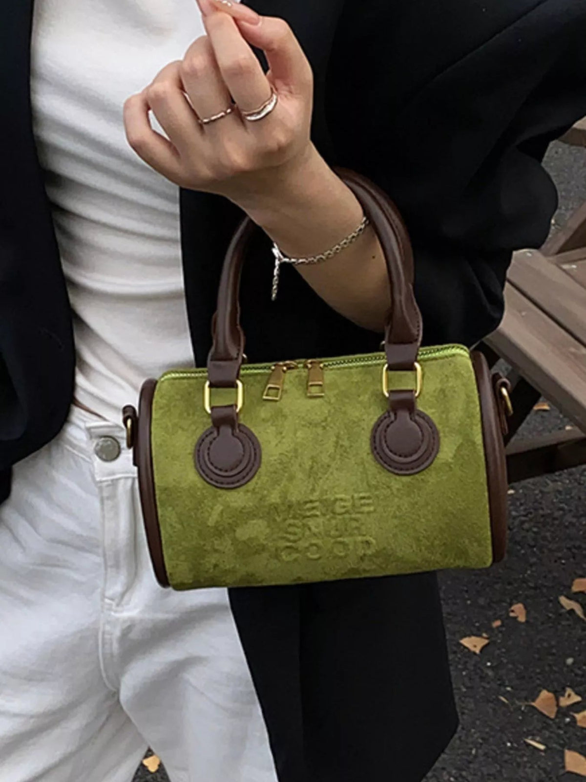 Barrel Crossbody Bag with Top Handle - SuzRevera