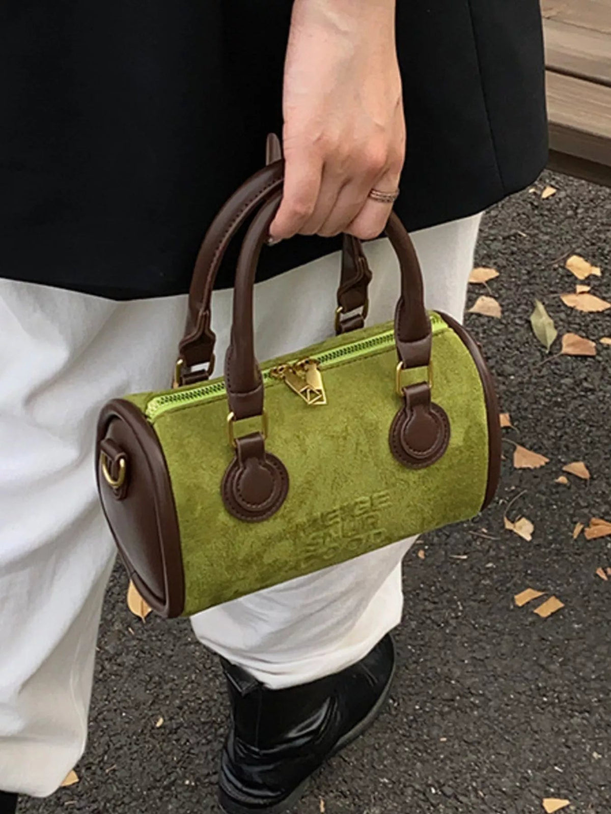 Barrel Crossbody Bag with Top Handle - SuzRevera