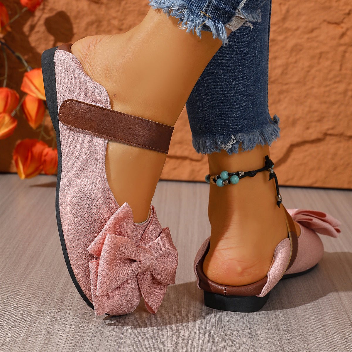 Bow Decor Round Toe Slip - Ons - SuzRevera