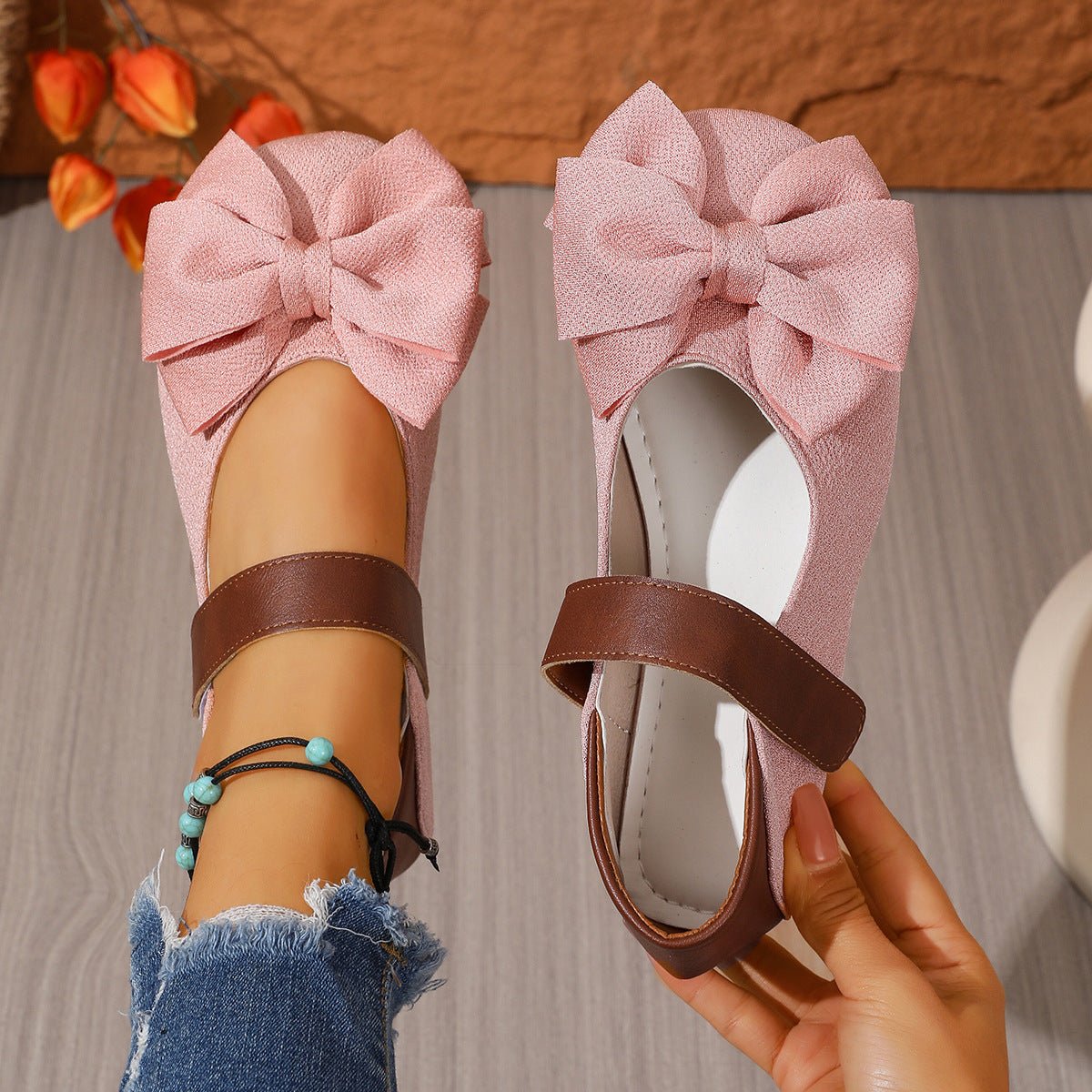 Bow Decor Round Toe Slip - Ons - SuzRevera