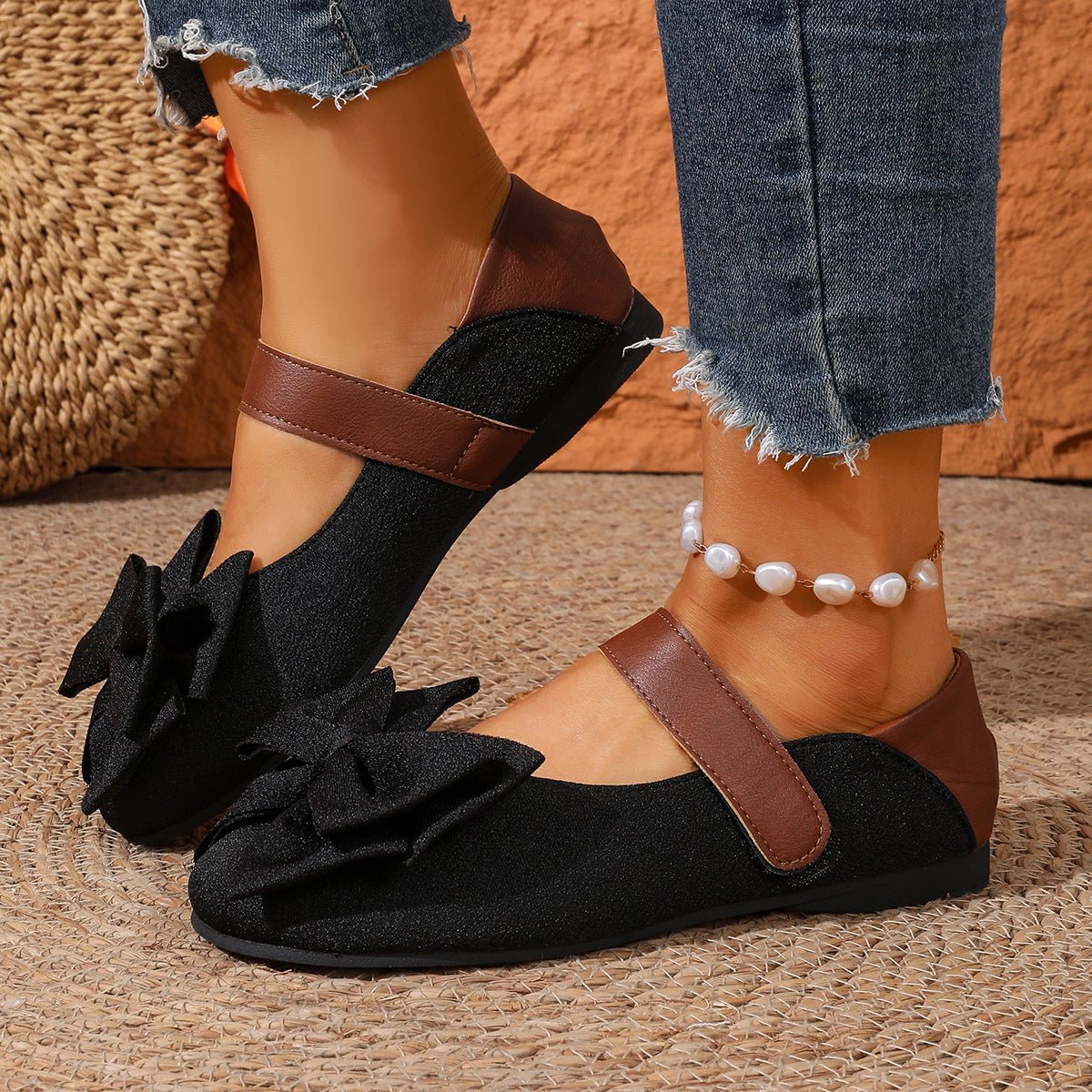 Bow Decor Round Toe Slip - Ons - SuzRevera