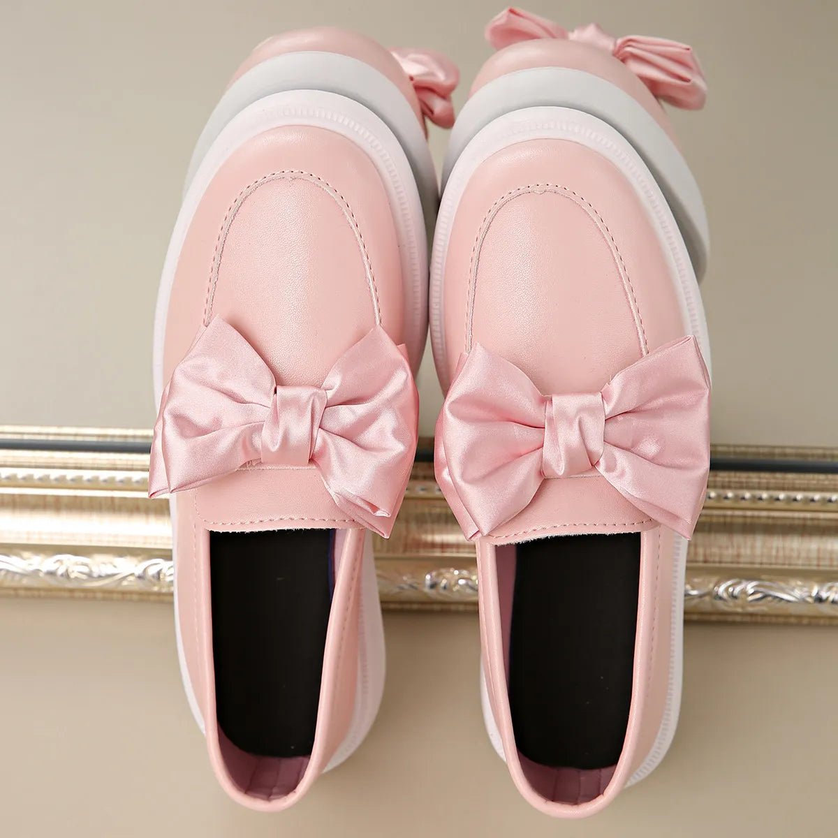 Bow Detail Platform Loafers - SuzRevera