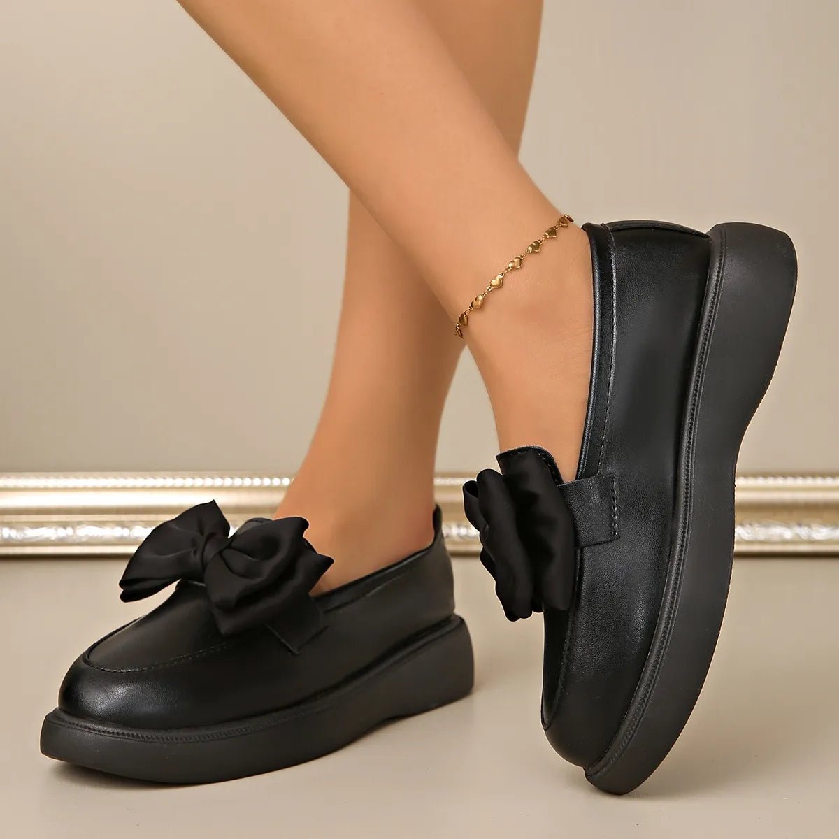 Bow Detail Platform Loafers - SuzRevera