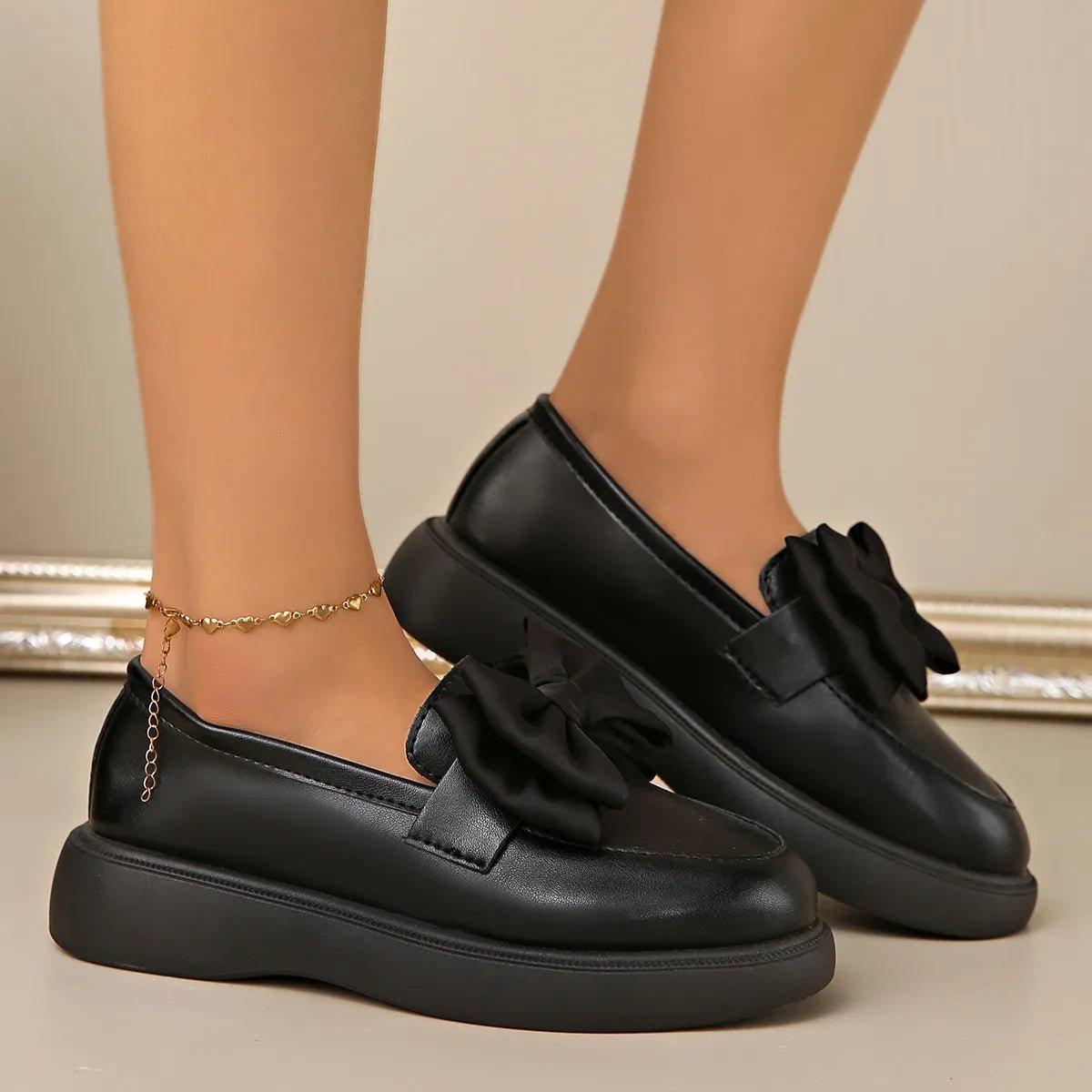 Bow Detail Platform Loafers - SuzRevera