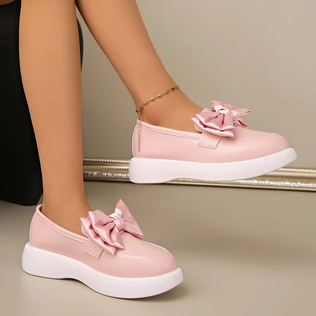 Bow Detail Platform Loafers - SuzRevera