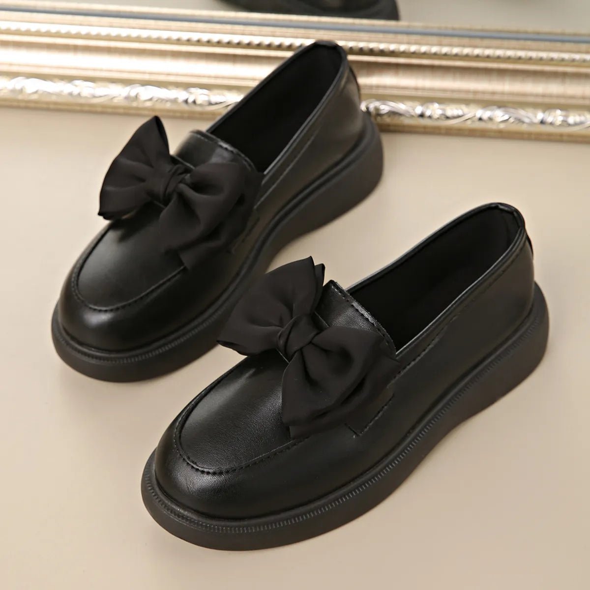 Bow Detail Platform Loafers - SuzRevera