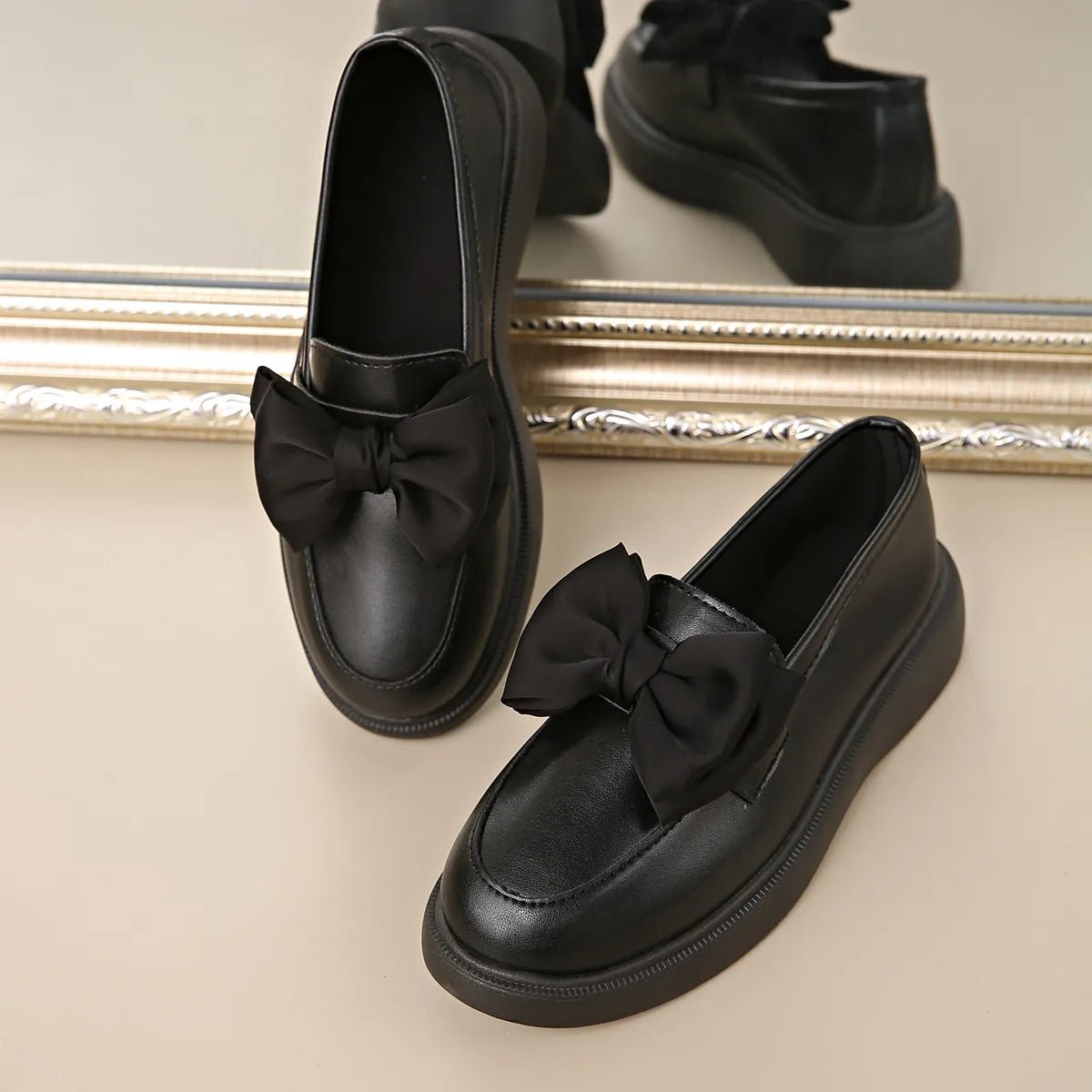 Bow Detail Platform Loafers - SuzRevera