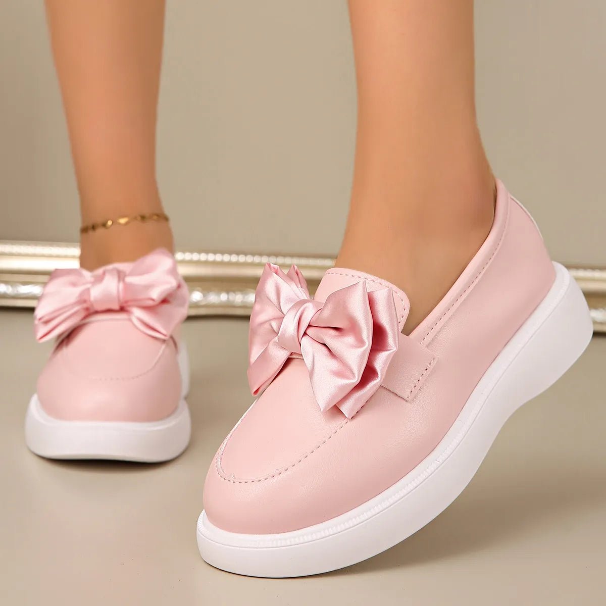 Bow Detail Platform Loafers - SuzRevera