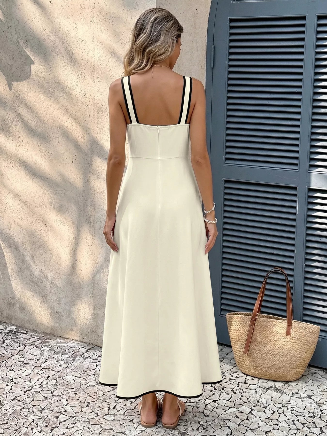 Bowknot Trim A - Line Midi Dress - SuzRevera