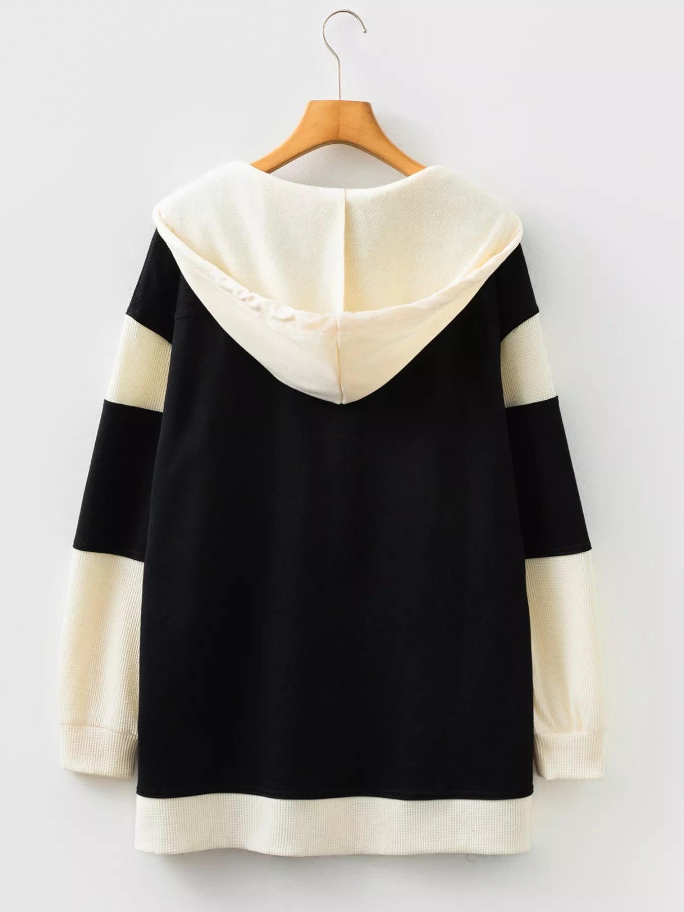Button - Down Color Block Hoodie - SuzRevera