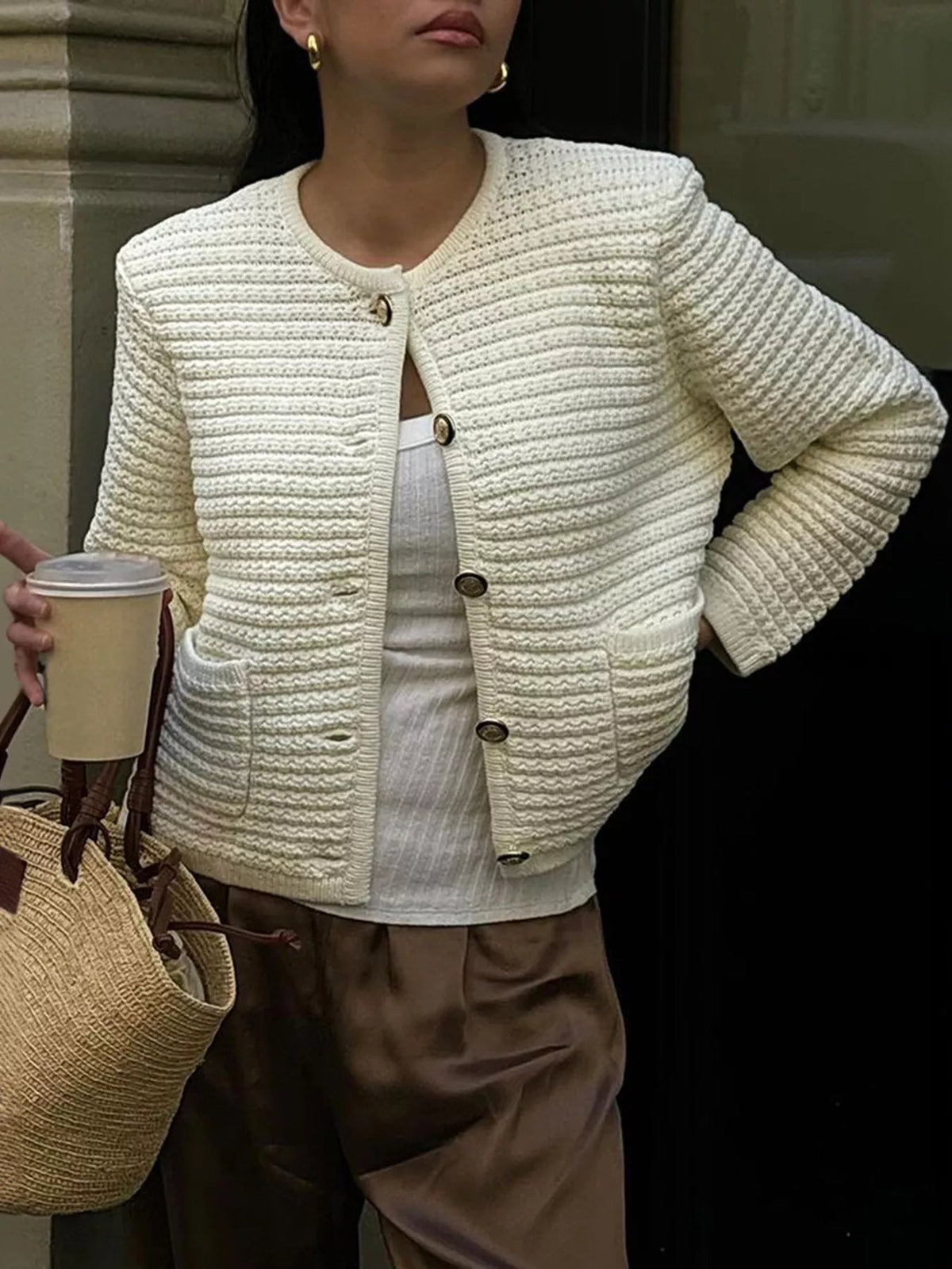 Button-Down Long Sleeve Cardigan - SuzRevera