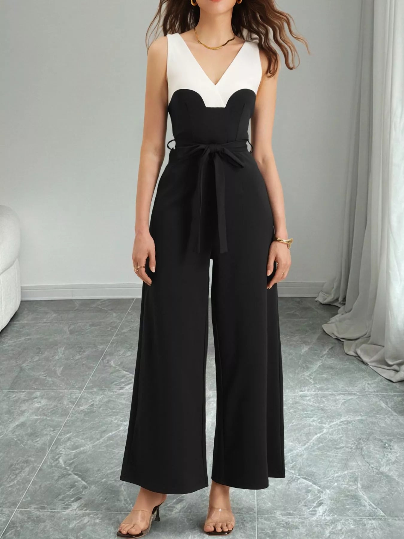 Color Block Wide Leg Jumpsuit - SuzRevera