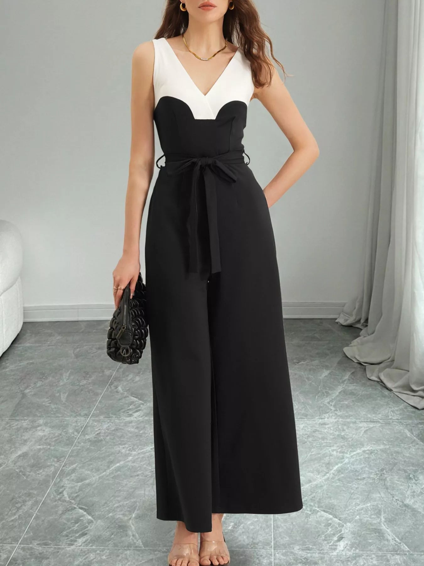 Color Block Wide Leg Jumpsuit - SuzRevera