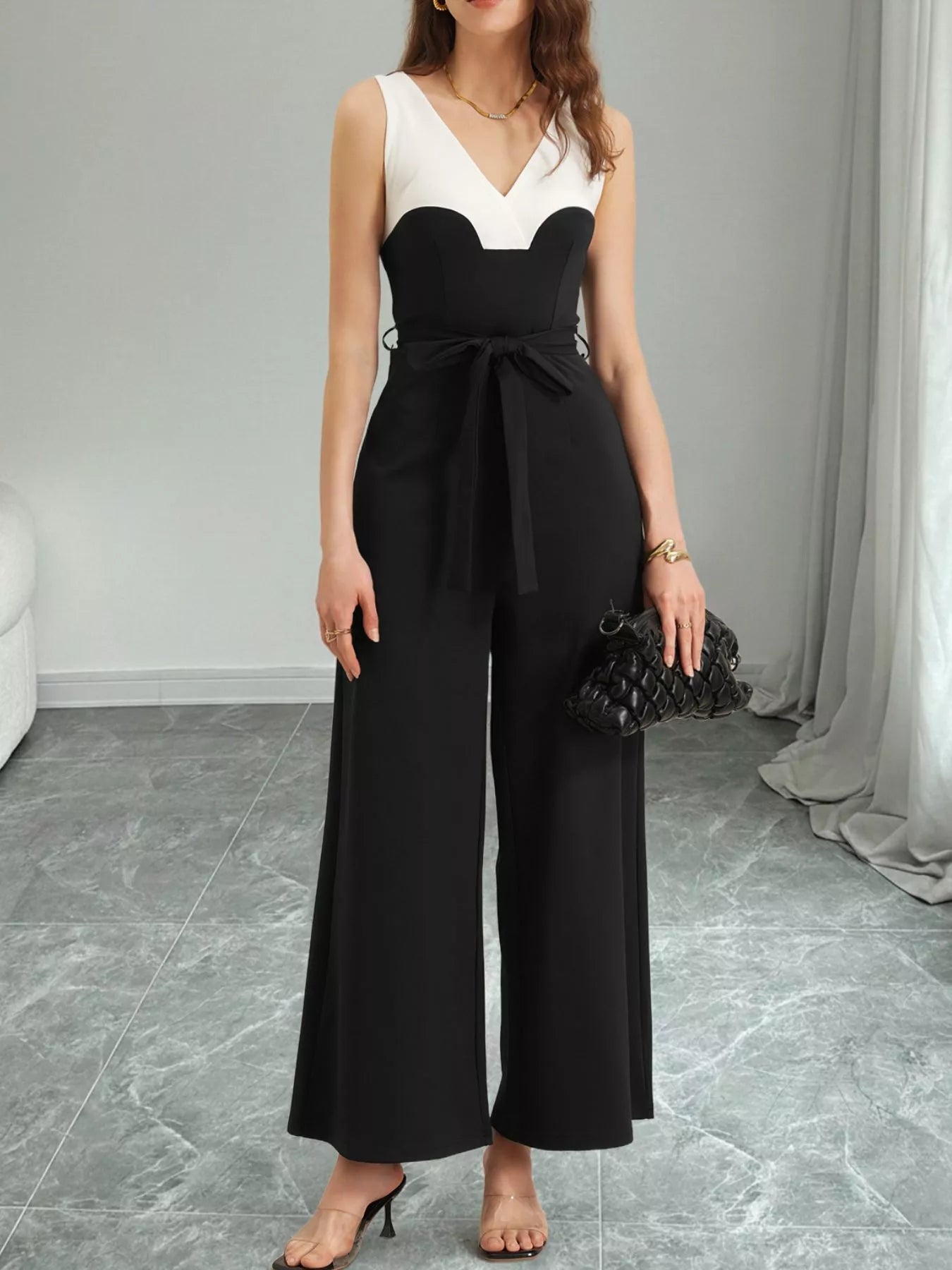 Color Block Wide Leg Jumpsuit - SuzRevera