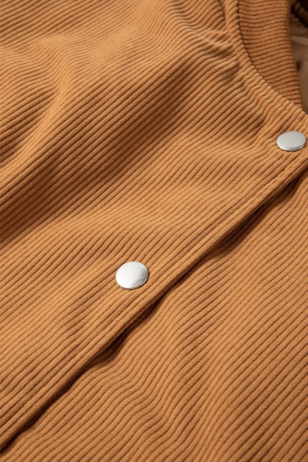Contrast Baseball Collar Snap Down Long Sleeve Jacket - SuzRevera