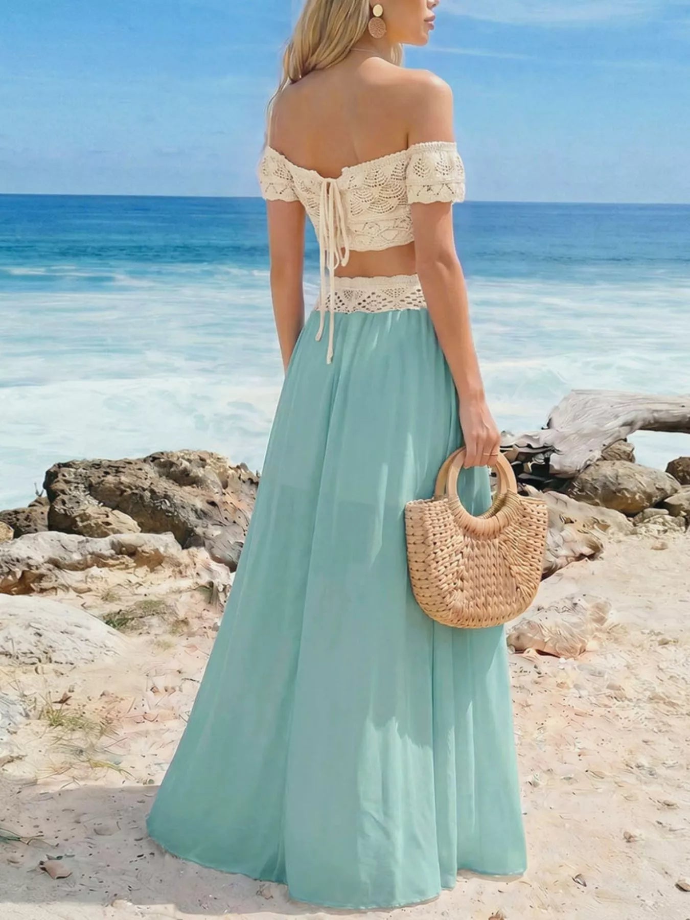 Crochet Top and Maxi Skirt Set - SuzRevera