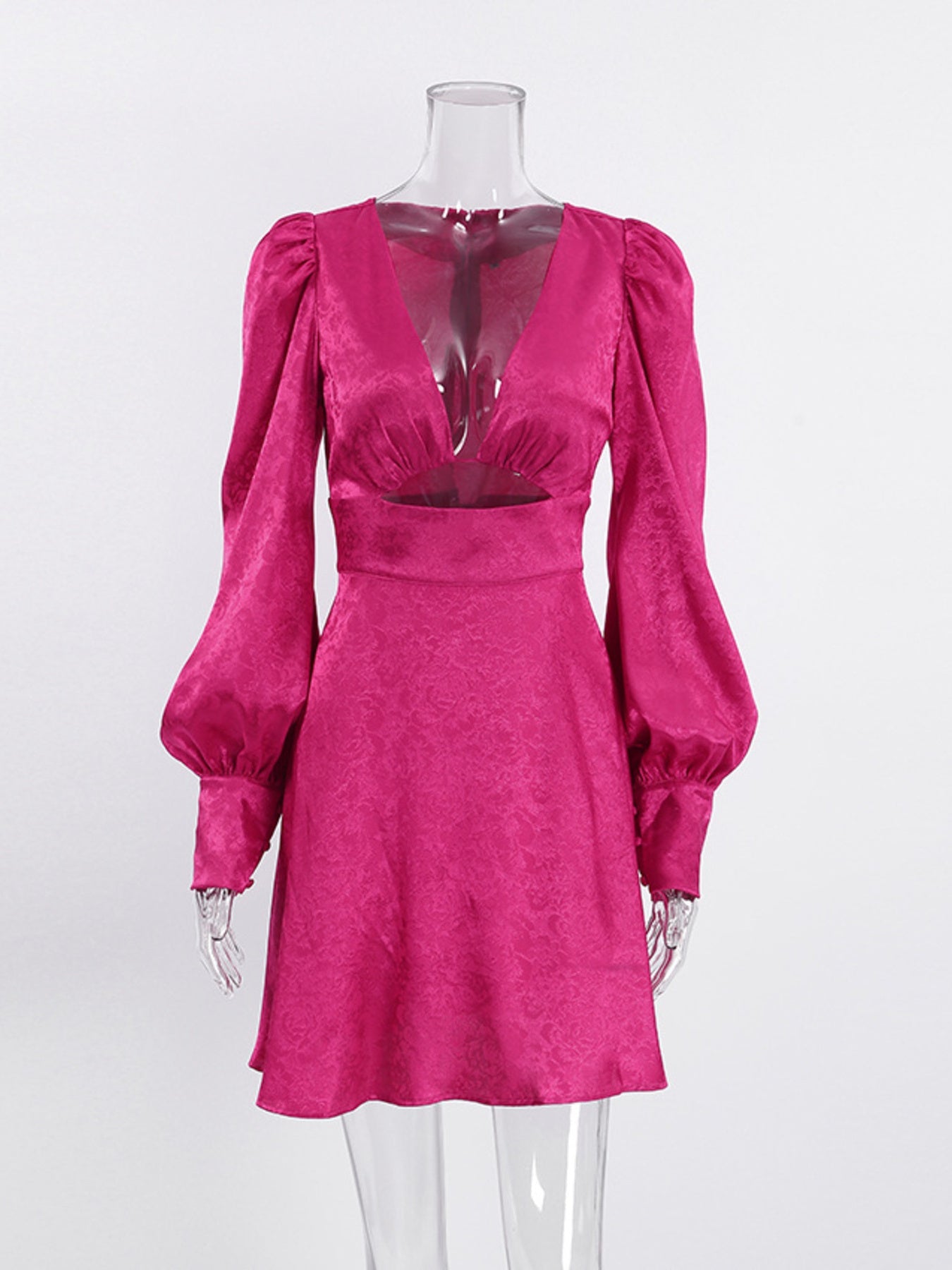 Cutout Lantern Sleeve Mini Dress - SuzRevera