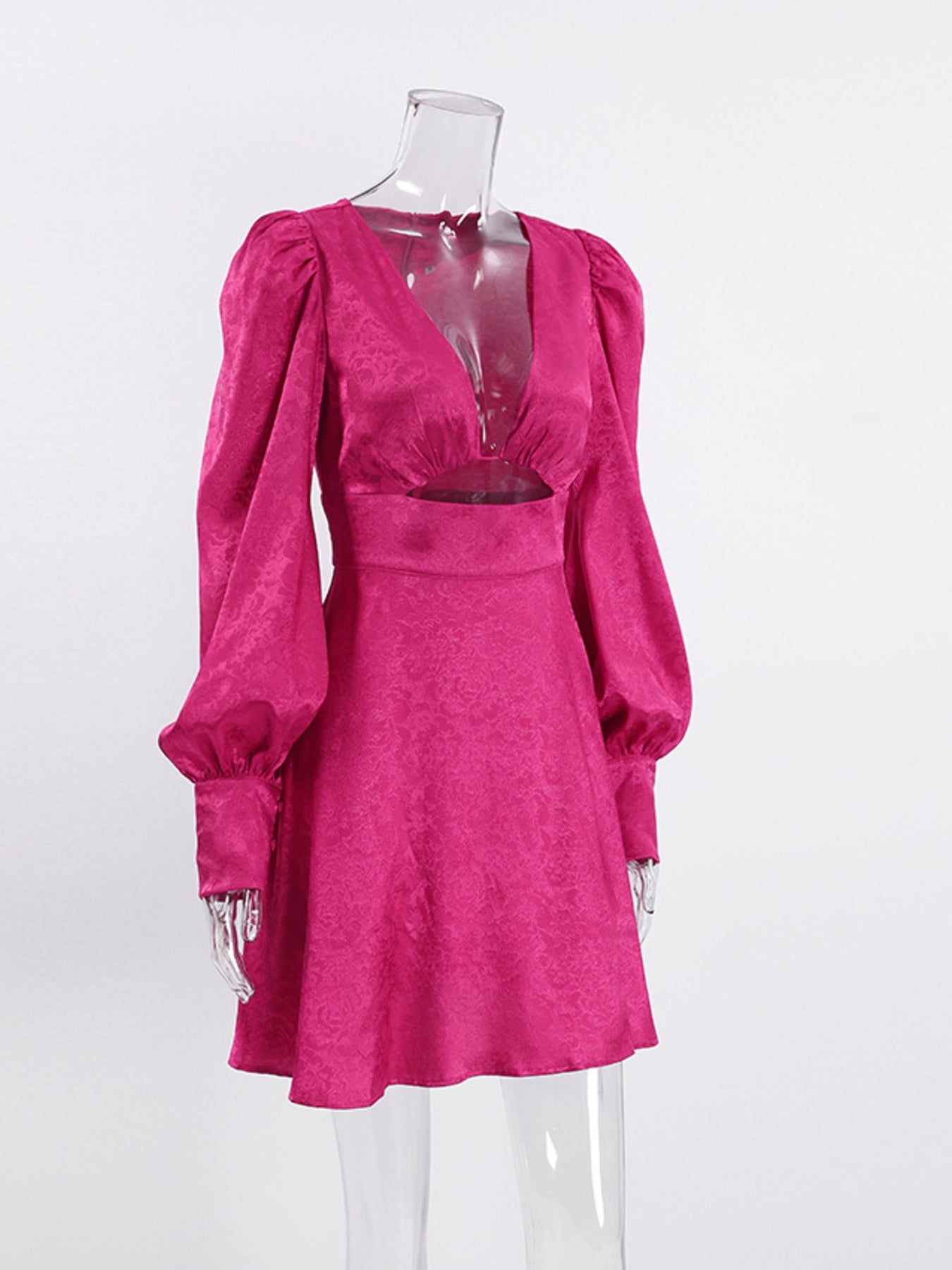 Cutout Lantern Sleeve Mini Dress - SuzRevera
