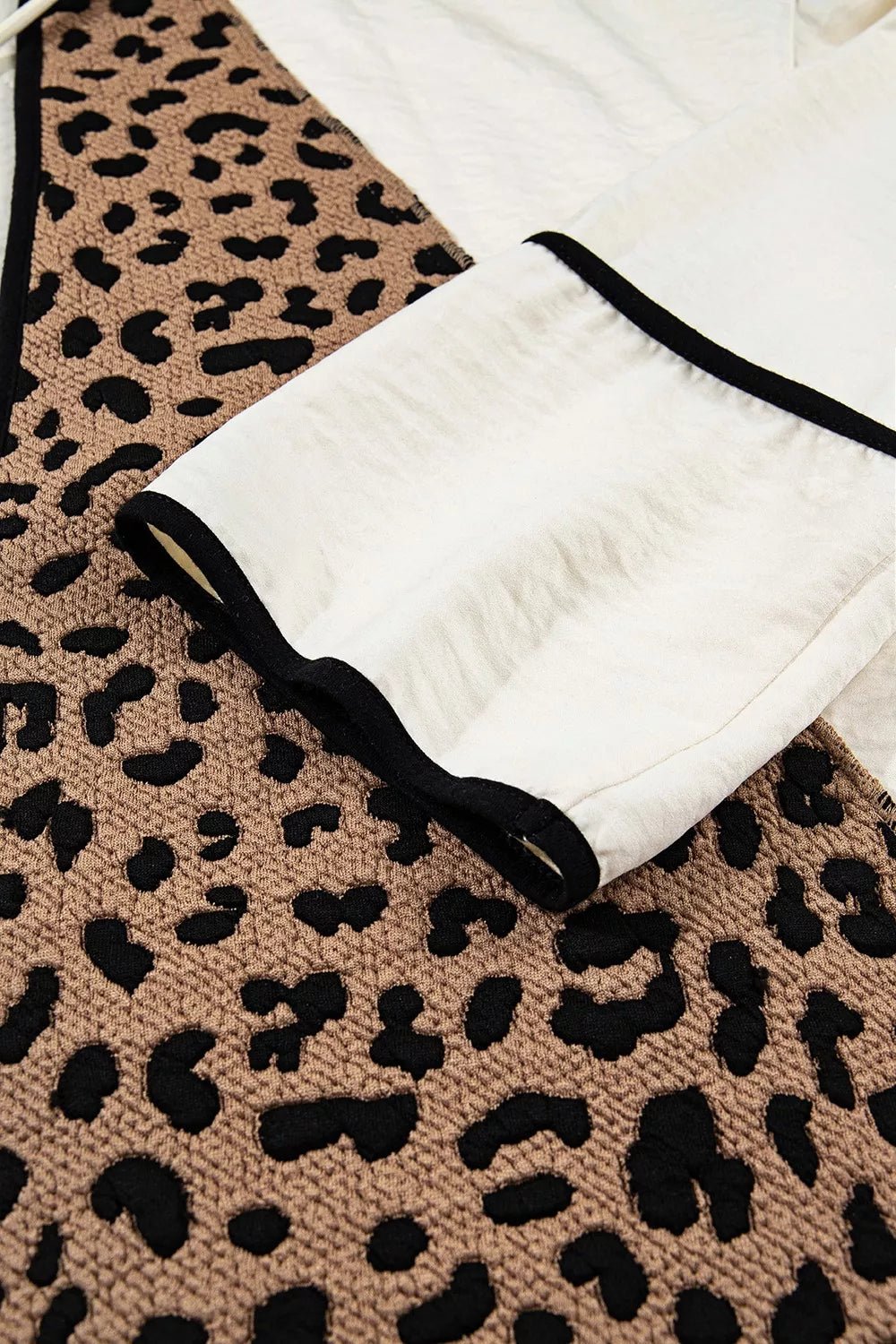 Drawstring Leopard Long Sleeve Hooded Jacket - SuzRevera