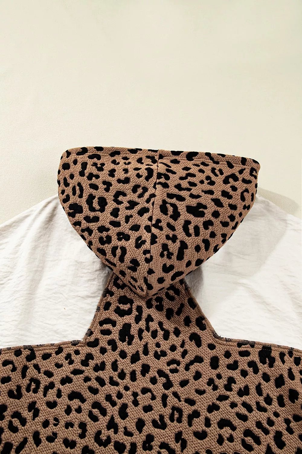 Drawstring Leopard Long Sleeve Hooded Jacket - SuzRevera