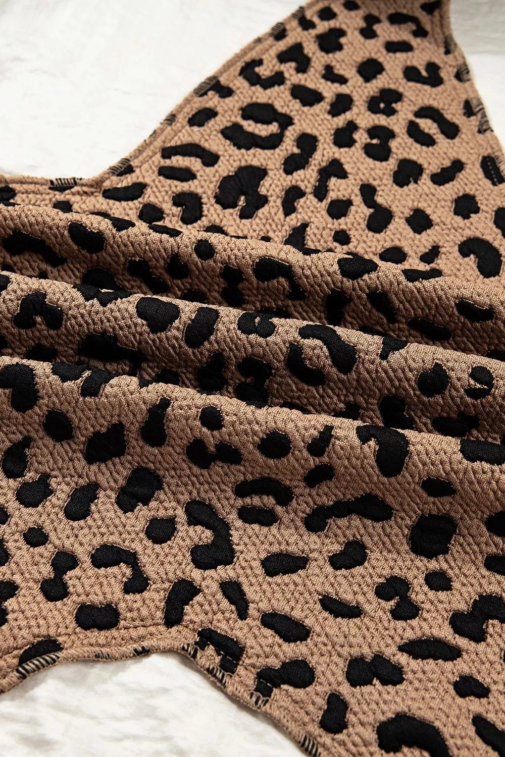 Drawstring Leopard Long Sleeve Hooded Jacket - SuzRevera
