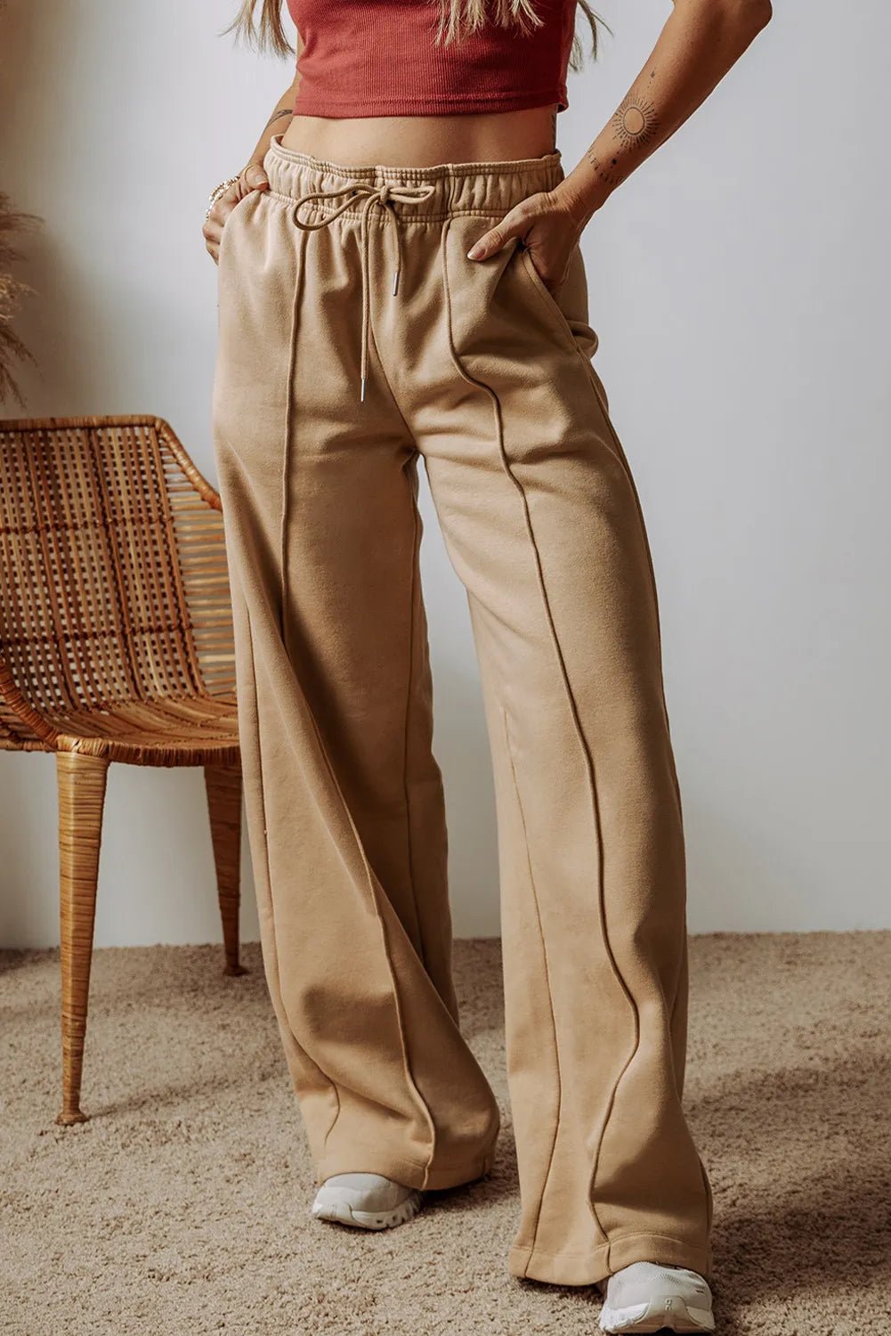 Drawstring Wide Leg Pants with Pockets - SuzRevera