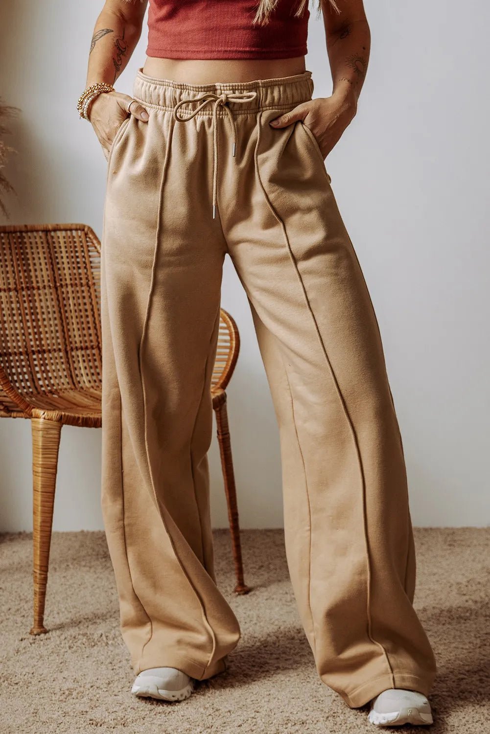 Drawstring Wide Leg Pants with Pockets - SuzRevera