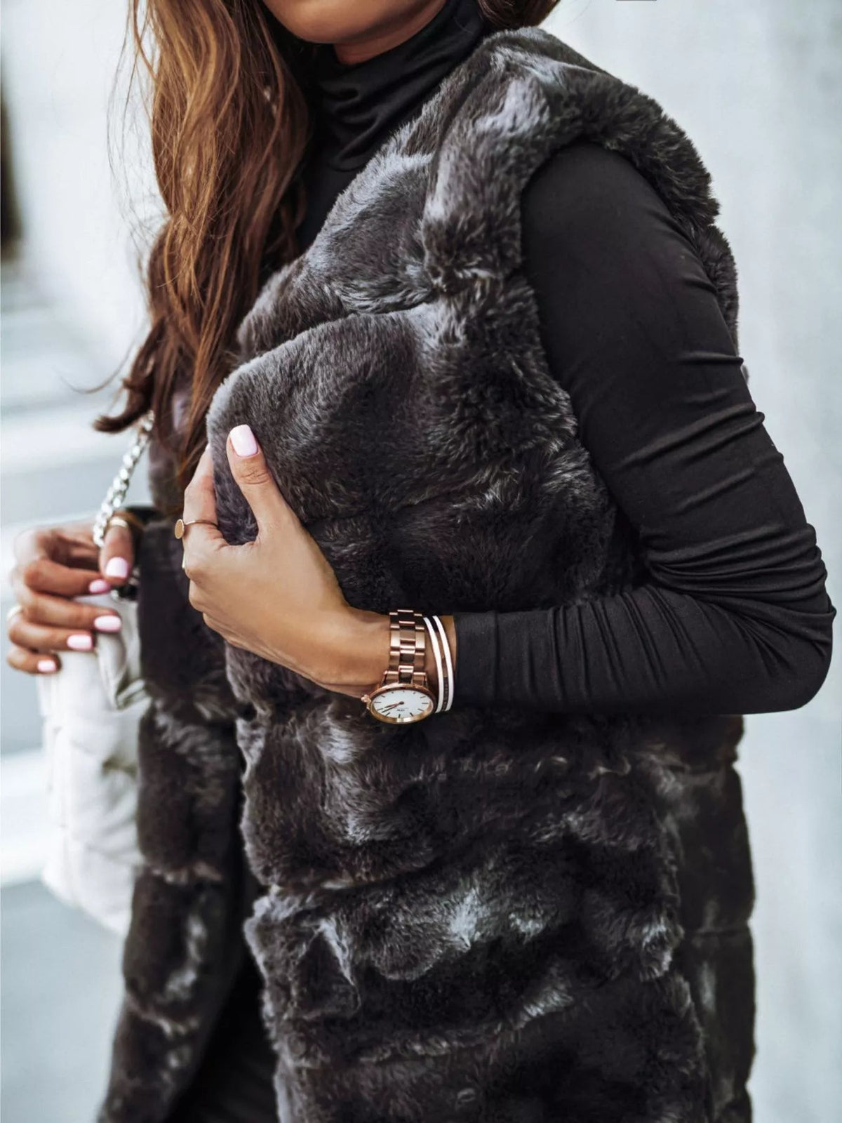 Faux Fur Longline Vest Coat - SuzRevera