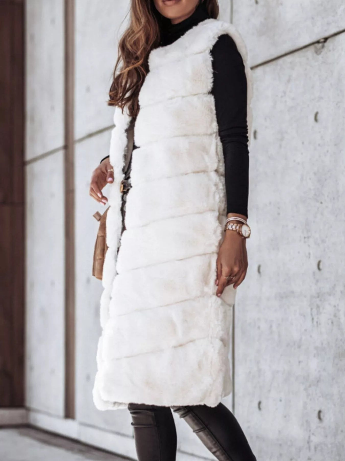 Faux Fur Longline Vest Coat - SuzRevera