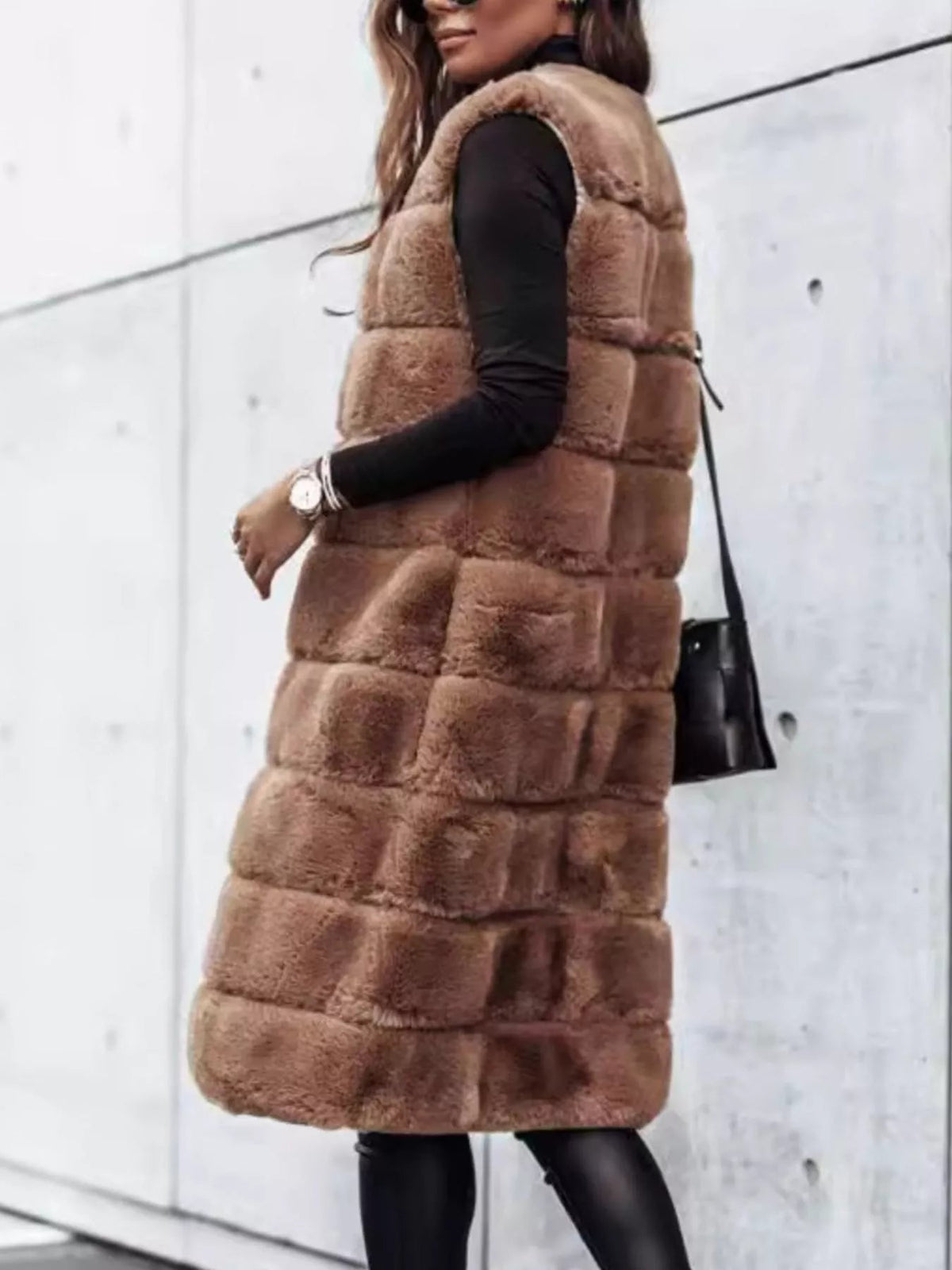 Faux Fur Longline Vest Coat - SuzRevera