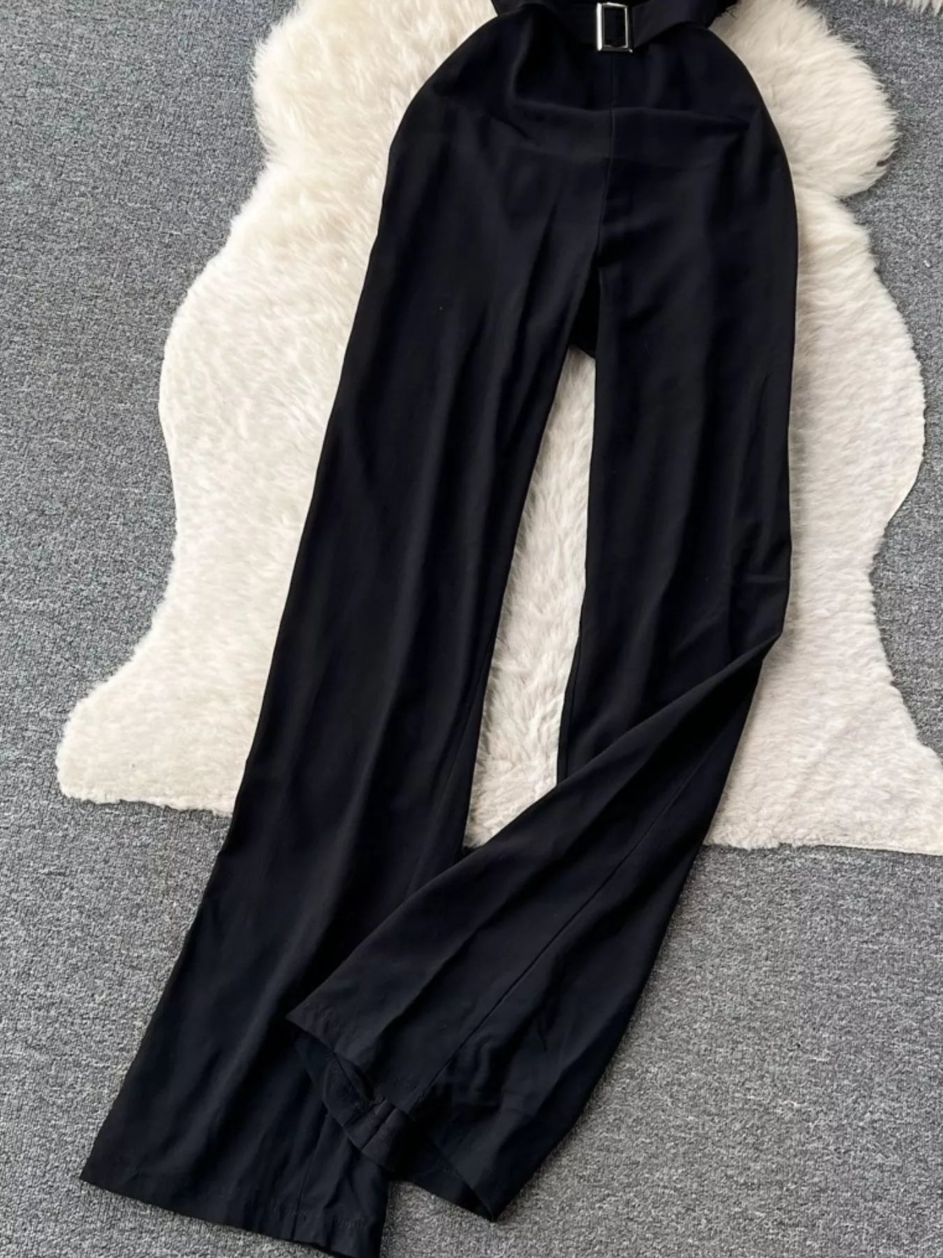 Feather Trim Strapless Wide Leg Jumpsuit - SuzRevera